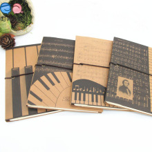 Grid Page Woodfree Paper Notebooks with Kraftpaper Cover Elastic Band